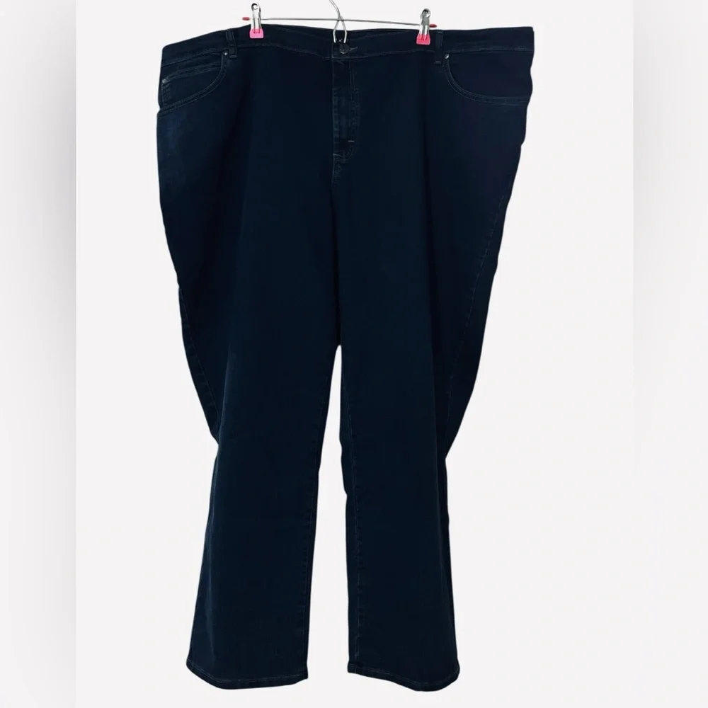 Lee Womens Relaxed Fit Straight Leg Jeans Mid Rise Stretch Dark Blue Plus Sz 30L